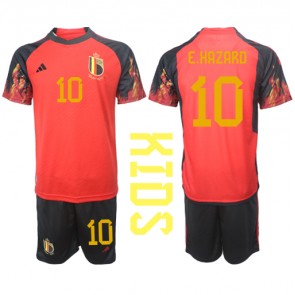 Belgie Eden Hazard #10 Dětské Domácí dres komplet MS 2022 Krátký Rukáv (+ trenýrky)